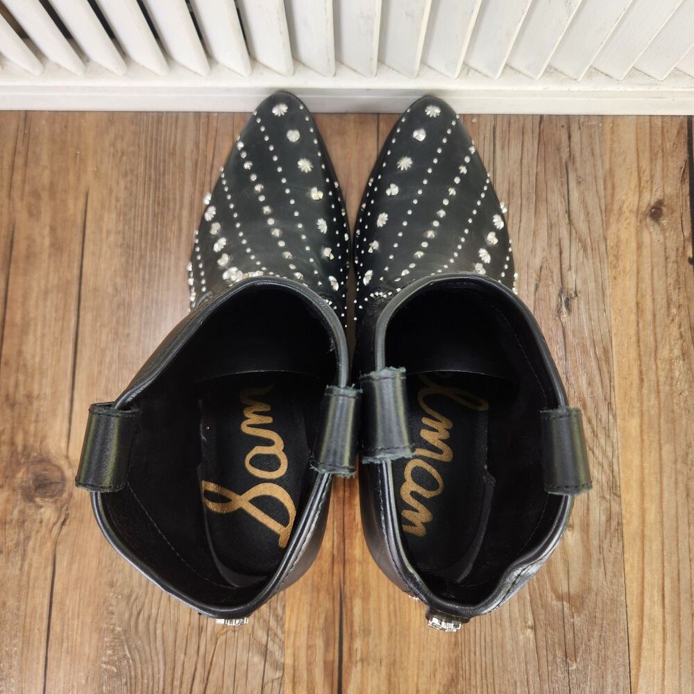 Sam Edelman Brian Studded Ankle Booties Womens Size 6 M Black Western City Boots - Picture 5 of 11